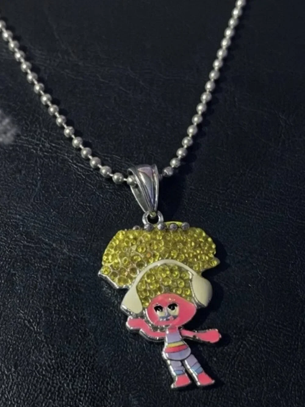New rhinestone Trolls DJ bead ball chain necklace